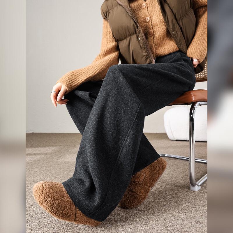 Women's Snow Velvet Fleece-Lined Curved Wide-Leg Pants