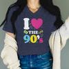 I Love The 90's Retro Themed V-neck T-shirt Women Men Short Sleeve Classic Birthday Commemorate Streetwear Fashion 90s Tees