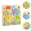 Baby Puzzles Bright Vibrant Color Shapes Developmental Game Wooden Jigsaw 3D Puzzle Toy for