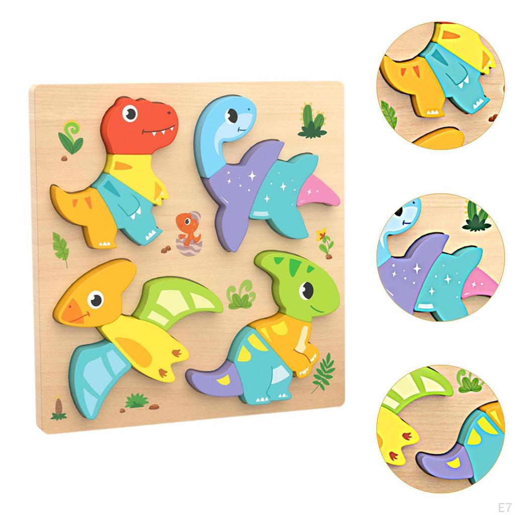 Baby Puzzles Bright Vibrant Color Shapes Developmental Game Wooden Jigsaw 3D Puzzle Toy for