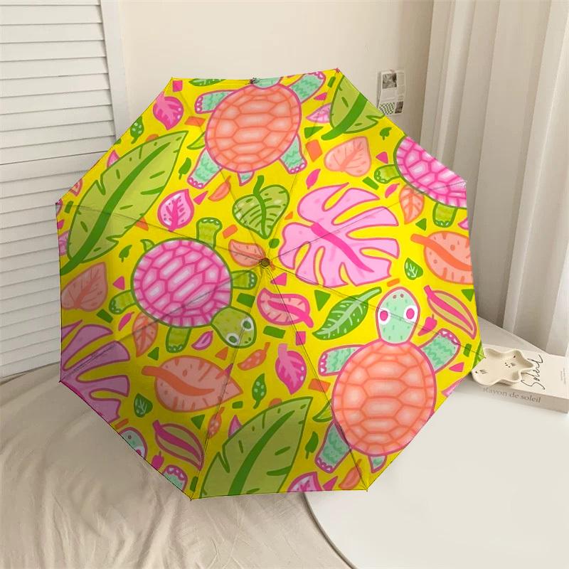 

1PC turtle leaves Umbrella-8-Rib Reinforced Portable Folding Travel Suitable for All Seasons Outdoor Daily Use-G316