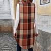 Women's Fashion Trend Vests for Autumn and Winter Contrasting Stripes Checkered Button Up Sleeveless Cardigans