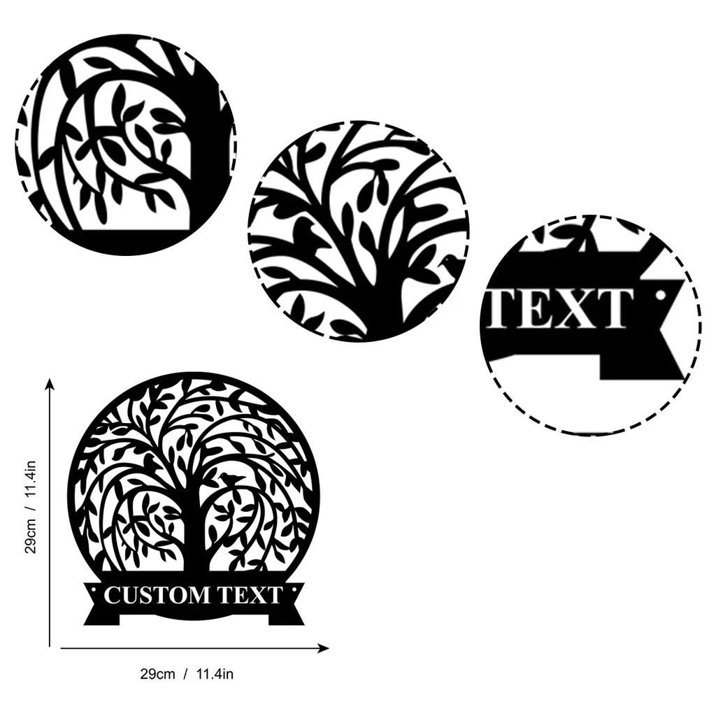 Metal Wall Art Custom Last Name Sign, Personalized Family Tree Decor