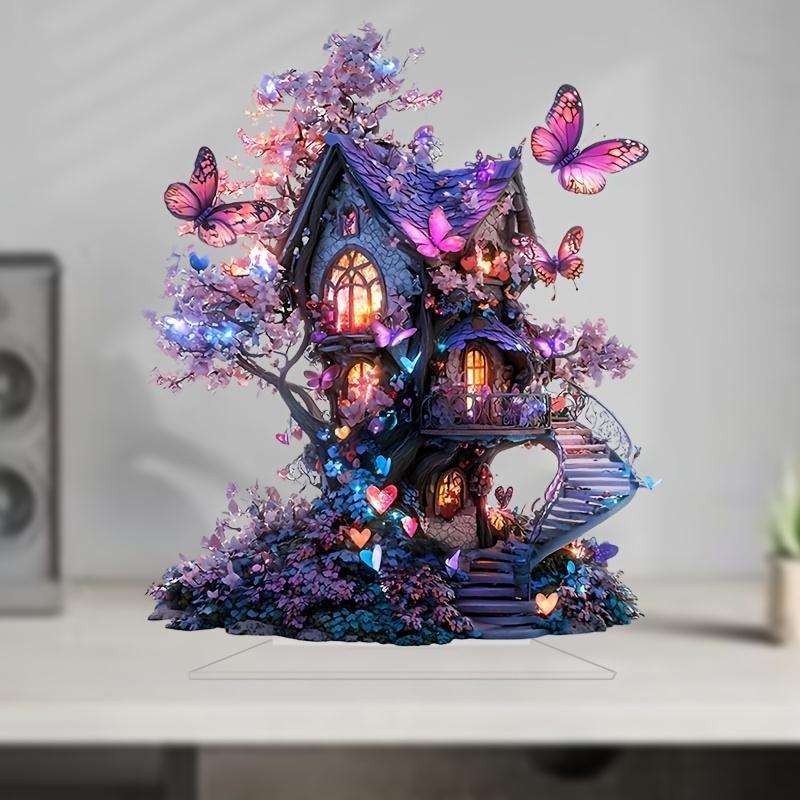 

2D Акриловая Фиолетовая Спиральная Лестница Кактус Домик на Дереве Многофункциональное Настольное Украшение Изысканное Привлечение для Праздничной Вечеринки 1pcs