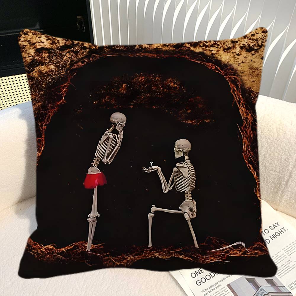 Simple Skull Love Married In Love Pillow Case Square Pillow Bedroom Sofa Leisure Comfort Cushion Car Home Decoration