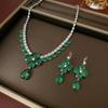 Cross-Border Emerald Zircon Necklace & Earrings Set - Heart Fashion Trend Jewelry