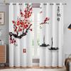 2 Pieces Of Retro Ink Peach Blossom Black And White Print Curtains Bedroom Living Room Study Decorative Curtains