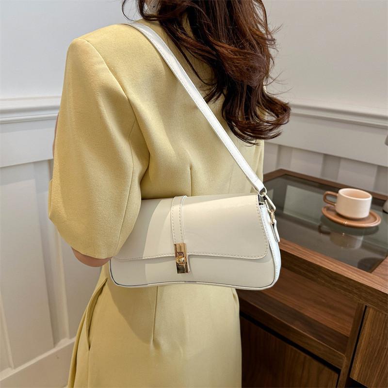 Elegant Pu Leather Shoulder Bag 2024 Summer New Trendy Small Square Underarm Bag