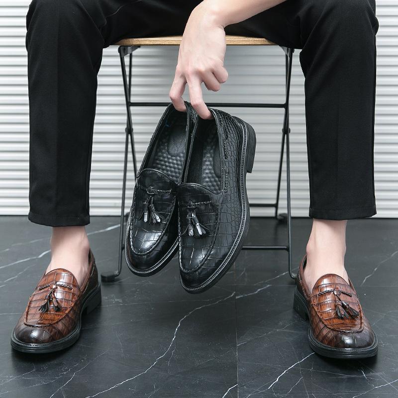 Men's Shoes Foreign Trade New Casual Leather Shoes Fashion Hairstylist One Pedal Leather Shoes Trend British Style Small Leather Shoes