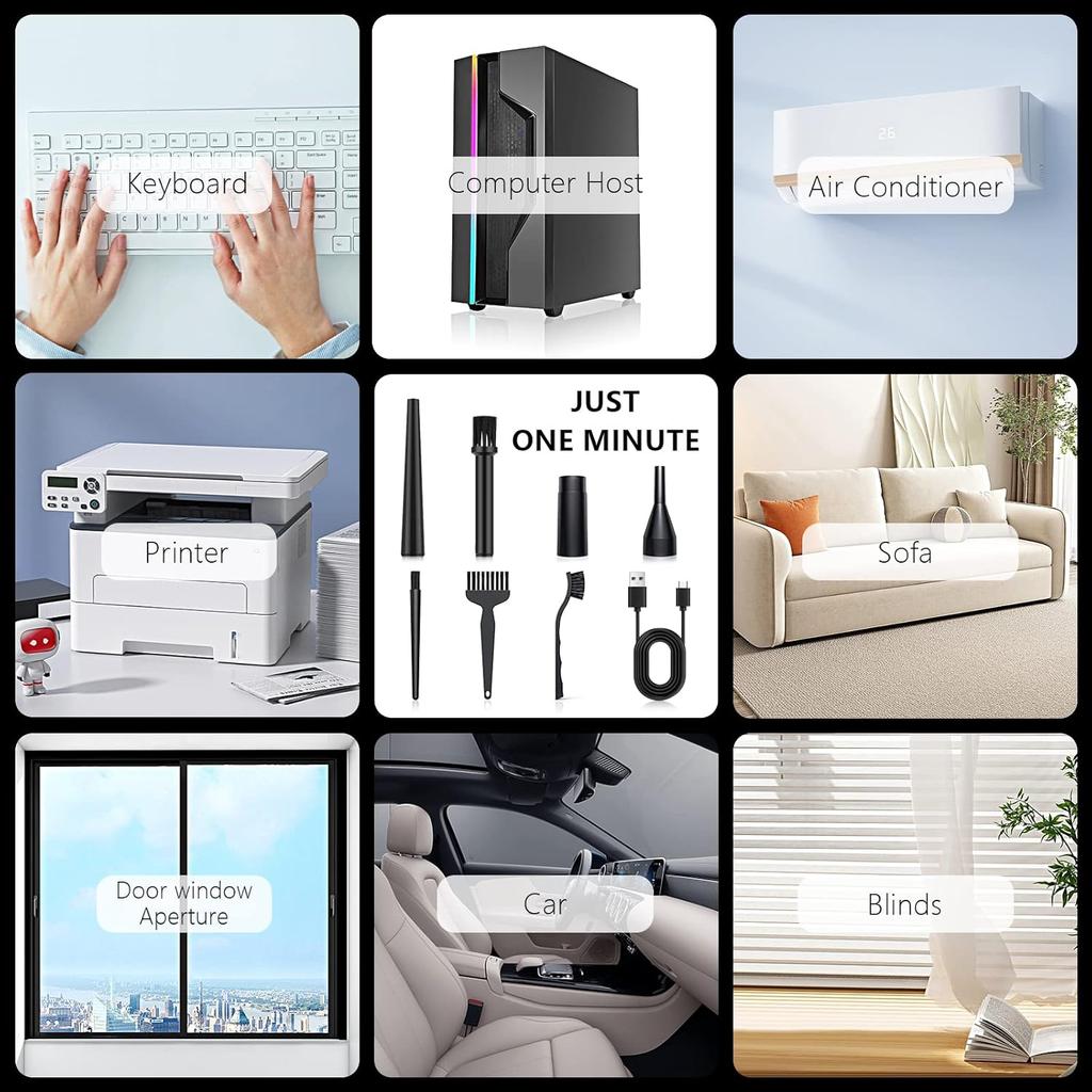 Compressed Air Duster - 100000RPM Adjustable Electric Air Duster, Rechargeable 8000mAh Cordless for Dust Off/Cleaning Computer Electronics/Inflating