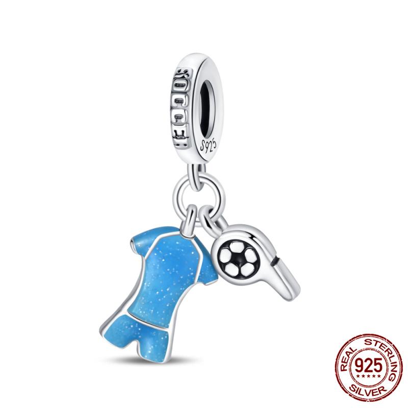 Compatible With Authentic Original Bracelets and 3MM Bracelets Do It Yourself European Football Charm Bead Components 100% Copper Metal High Quality