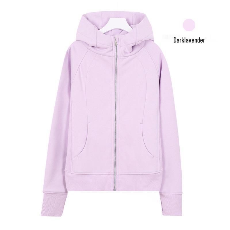 

Lulu Slim Fit Embroidered Scuba Zip-Up Hoodie - Casual Yoga Sweatshirt Size 10