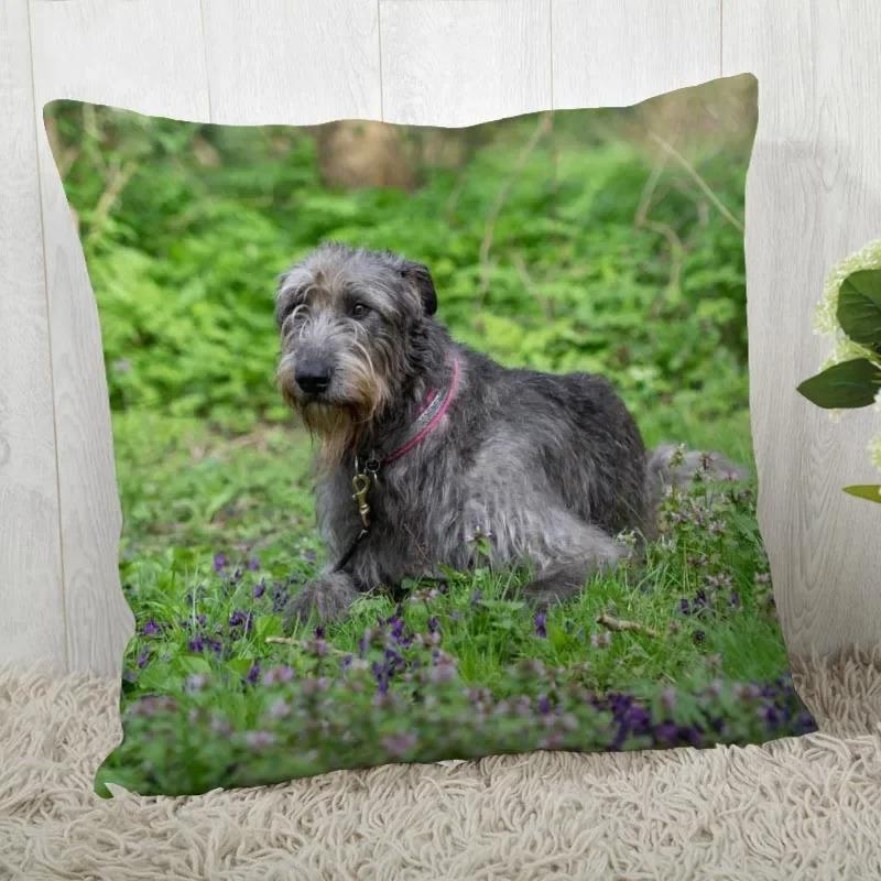 Irish Wolfhound Pillowcase Modern Home Bedroom Living Room Sofa Cushion Cover 45X45Cm Peach Skin Pillowcase