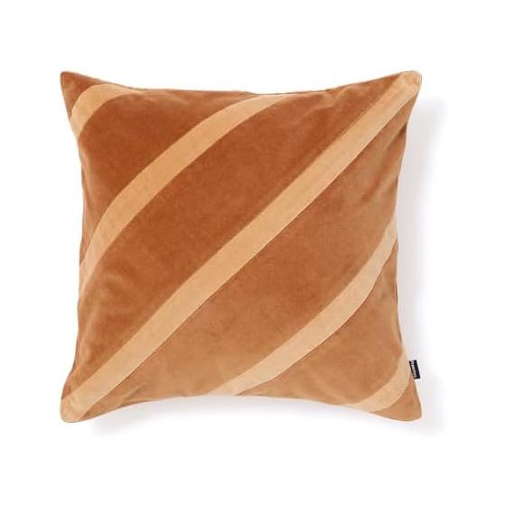 Francfranc Velvet Stripe Cushion Cover 45cm x 45cm Brown x Beige (120)