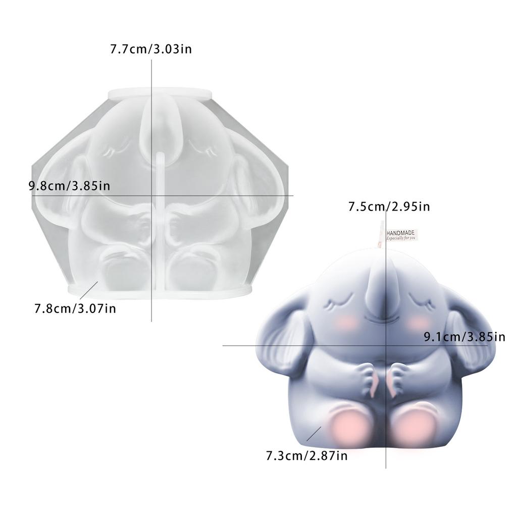 Kreative 3D Tier Stempel Silikon Niedliche Elefanten Formen Kerzen Seife Gießen Kerzenherstellungszubehör für Gipsornament
