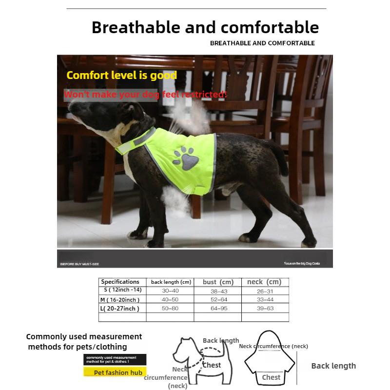 New Reflective Dog Safety Vest for Golden Retrievers, Labradors, and Huskies - Breathable Dog T-Shirt