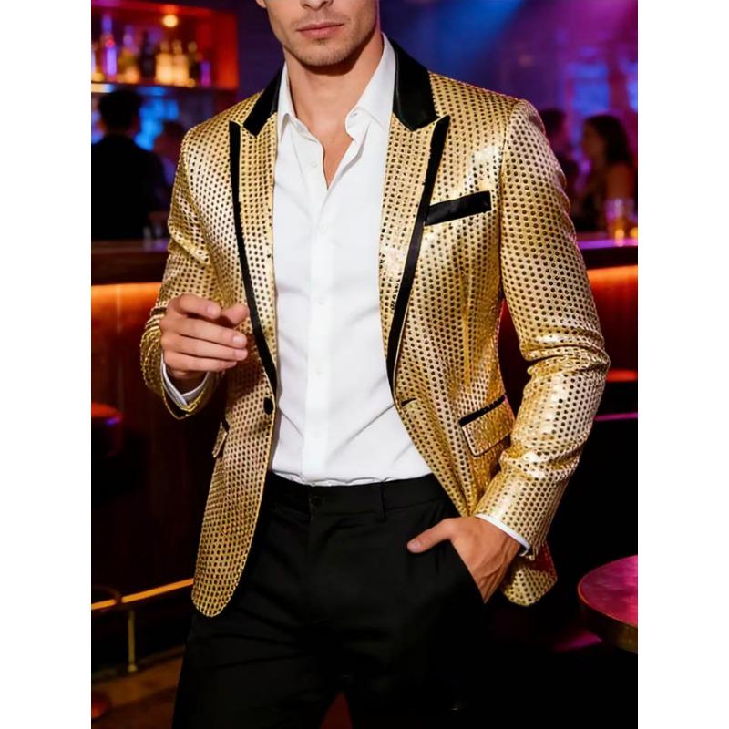 Mens Pink Sequin Tuxedo Blazer Jacket