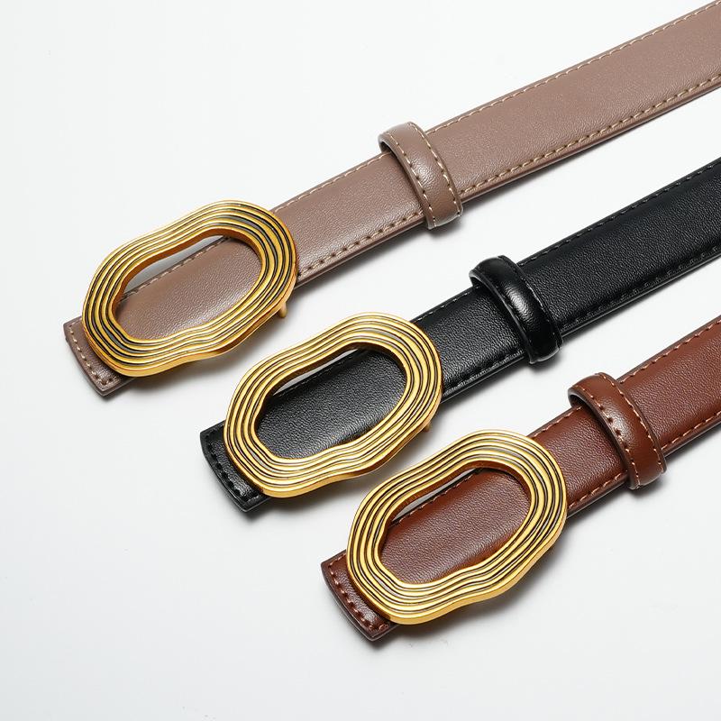 New Belt for Women's Dress  Smooth Buckle Belt for Women's Decorative Skirt for Women's Versatile Thin Belt