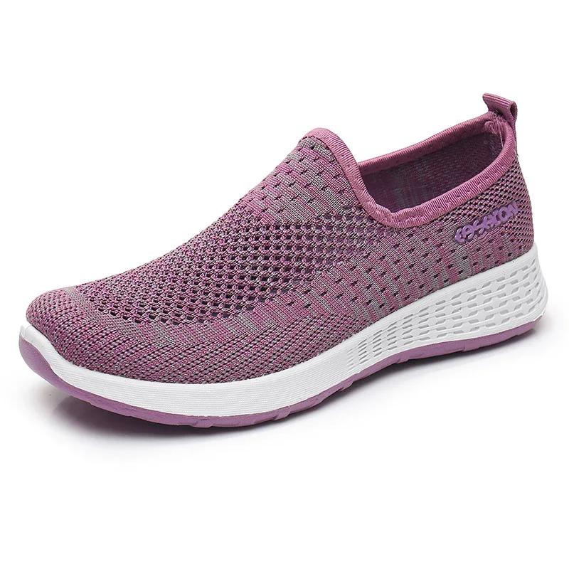 Mode Printemps et Automne Loisirs Respirant Chaussures pour Femmes 2024 Nouveaux Mocassins en Maille Vieillez Pékin Décolleté Chaussures en Tissu