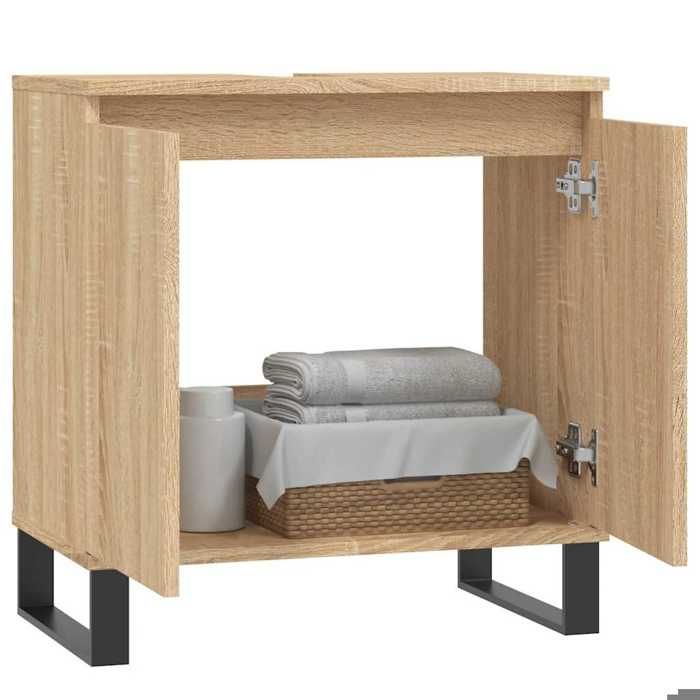 VidaXL Bathroom Cabinet Sonoma Oak 58x33x60 Cm Engineered Wood 831591