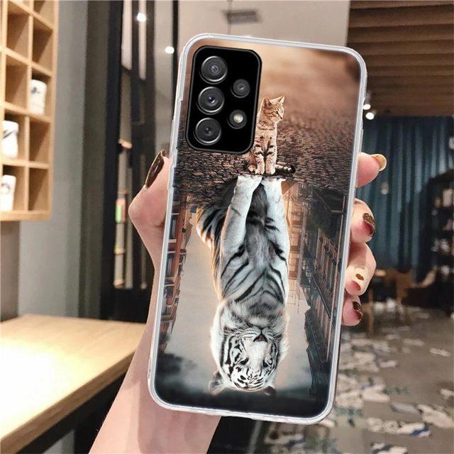Cool Animal Big Cat Tiger Soft Phone Case For Samsung Galaxy A52 A53 A12 A13 A22 A23 A32 A33 A72 A73 5g A02s A03s A50s Pattern C