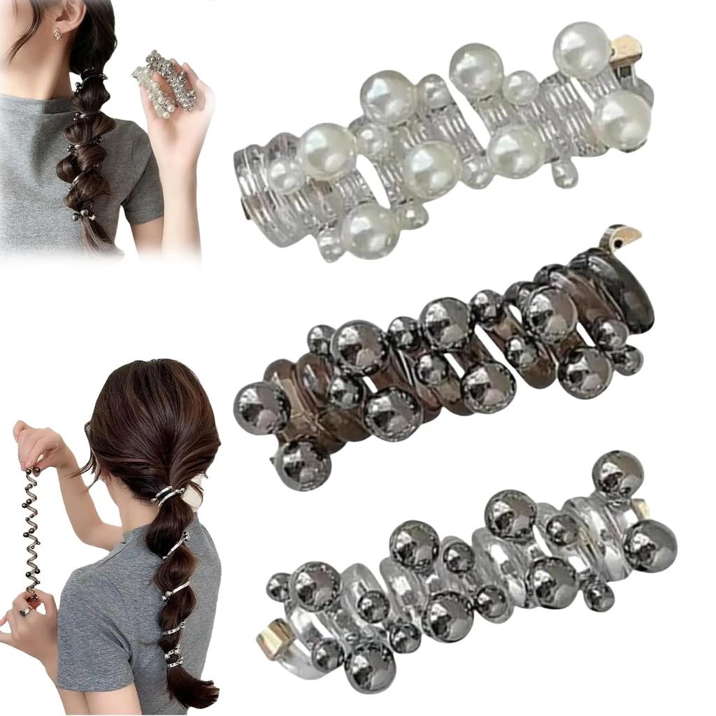 Gedrehtes Haar Draht Pony Haar Draht Perle Telefonkabel Elastische Haarbänder Elastische Spirale Haargummis für Frauen Mädchen Pferdeschwanzband