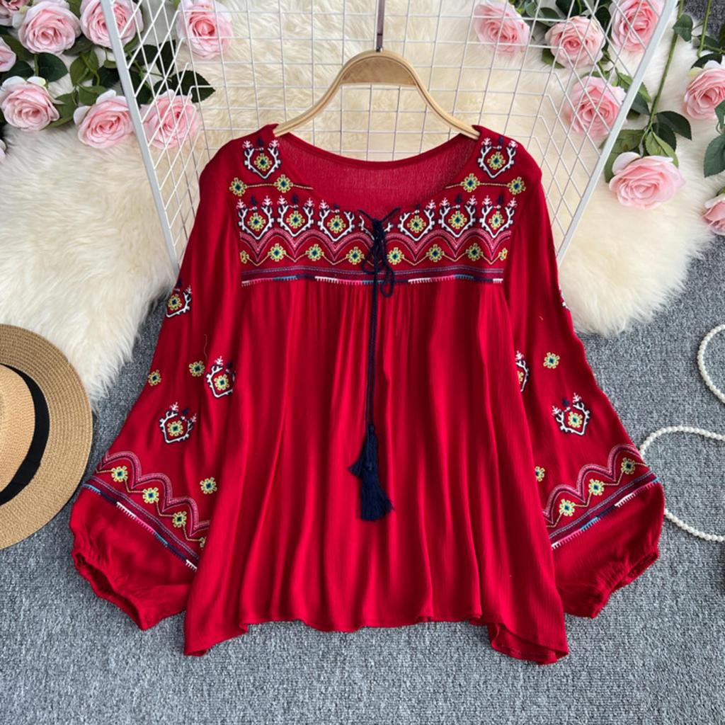 Women's Embroidered Blouse for Summer Beach And Street Activities