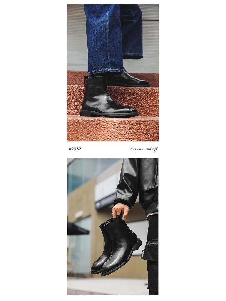 British-Style High-Top Chelsea Martin Boots with Side Zipper - Casual Leather, Autumn/Winter 2024