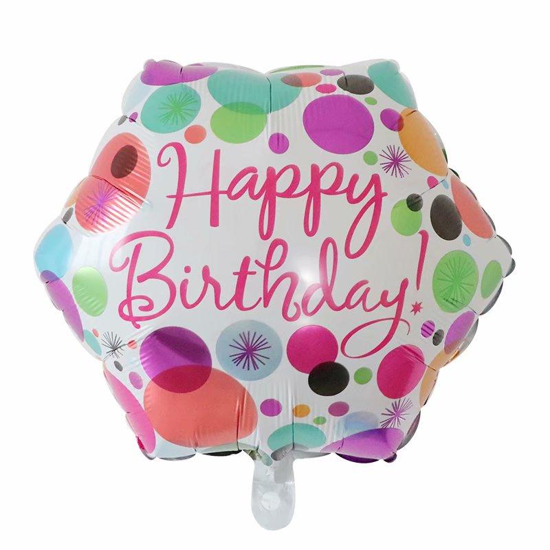 50Pcs/lot 18inch English Happy Birthday Aluminum Foil Balloon Round Helium Balloon Kids Birthday party decoration Air Golobs