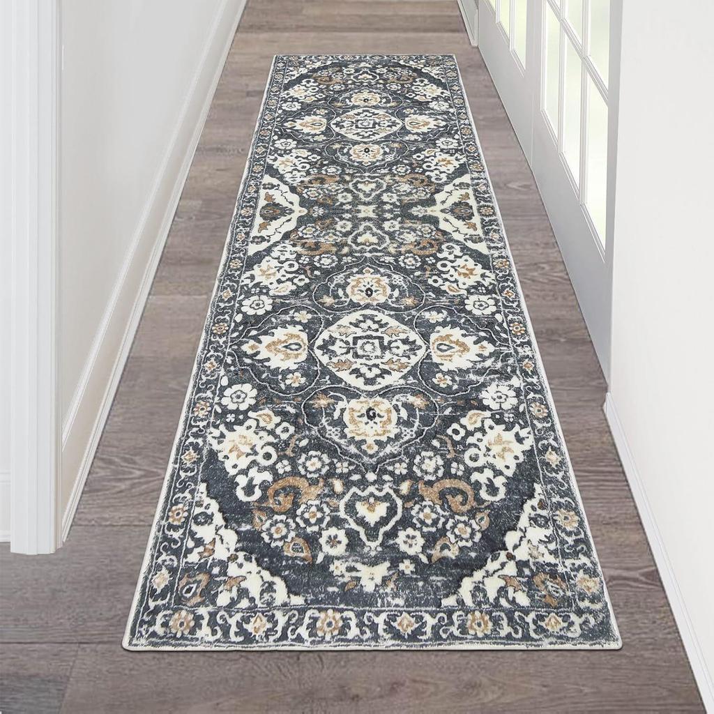 Persian Ethnic Crystal Velvet Rug: Wear-resistant, Non-slip, Retro, Dirt-resistant for Hallways, Bedrooms, and Balconies