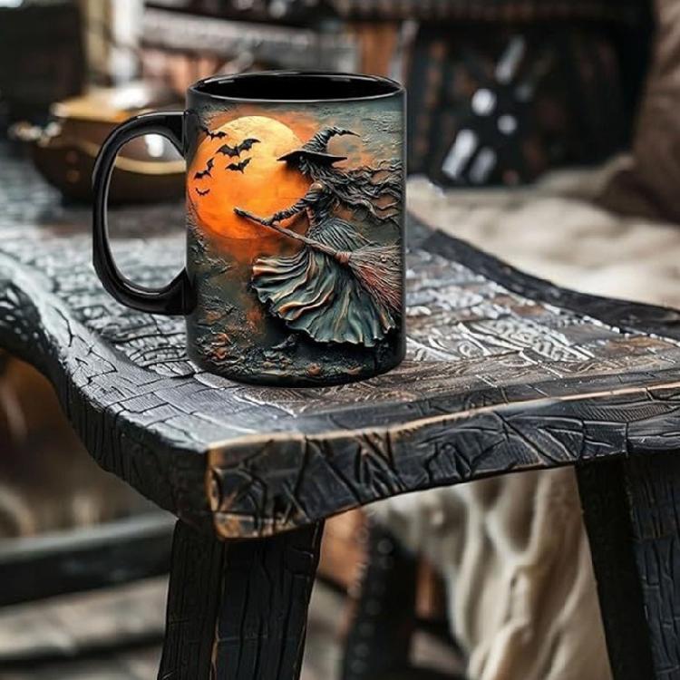 Handcrafted Witches Styles Ceramic Coffee Cup Halloween Kitchenwares With Bright 3D Detail 3D Witches Halloween Cup