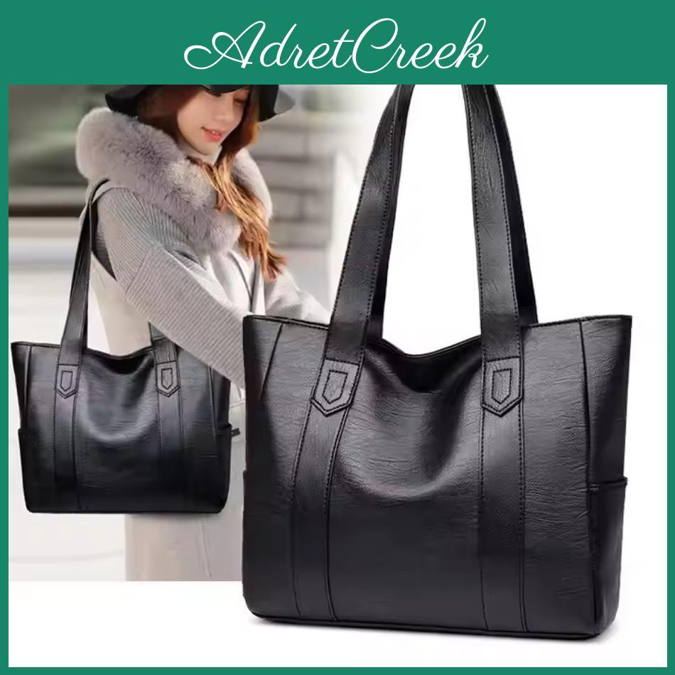Leather Women Solid Color Pu Tote Bag Large Capacity Casual Shoulder Handbag For Commute