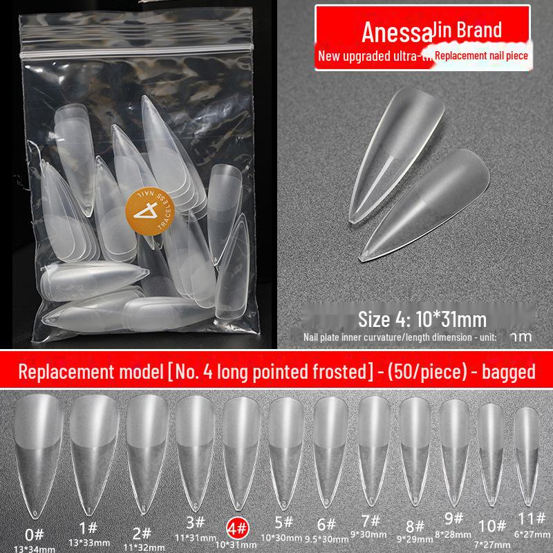 Jianais Ultra-Thin Seamless Matte Long Water Drop Nail Art Set (Sizes 0-11)