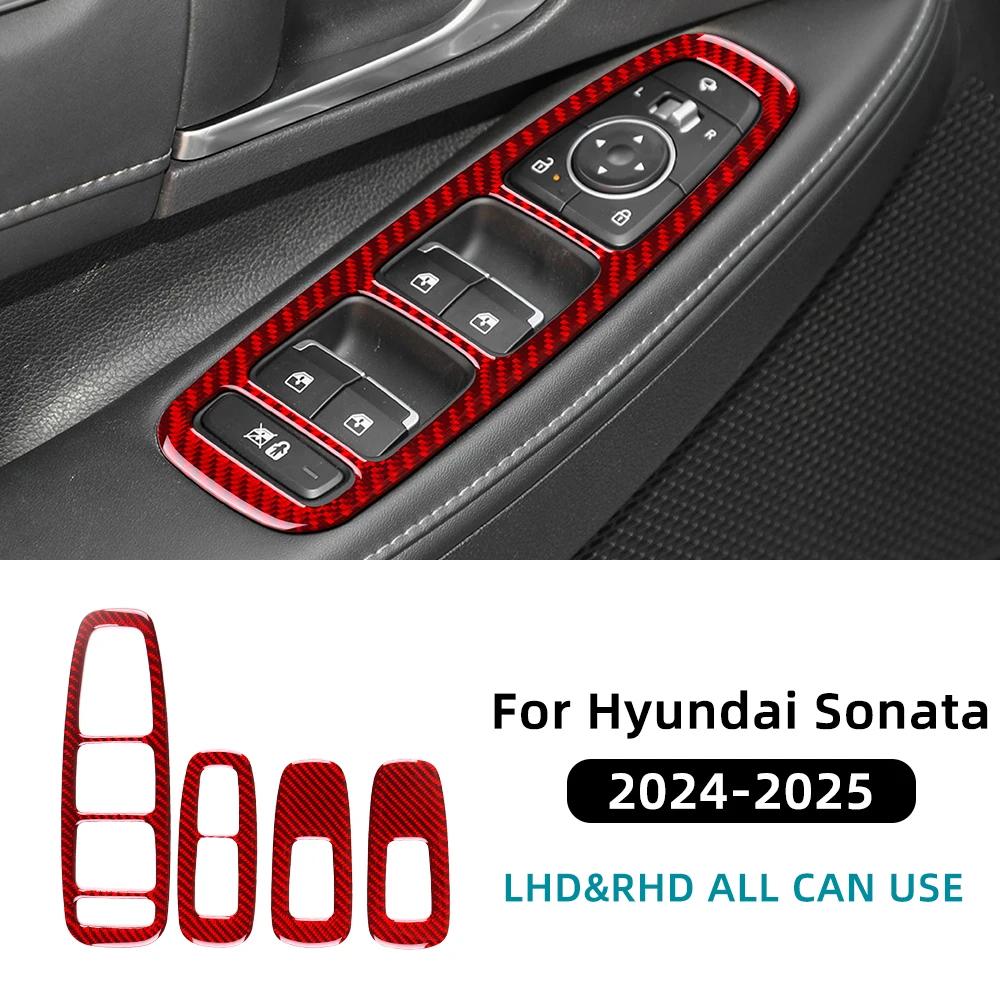 Carbon Fiber Window Control Panel Sticker for Hyundai Sonata 2024-2025 LHD RHD Interior Trim
