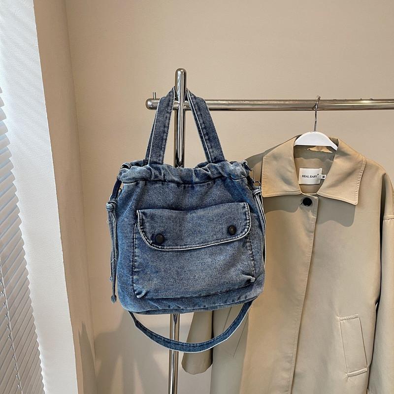Capacity Large Denim Canvas Single Shoulder Crossbody Bag Casual Fashion Handbag
