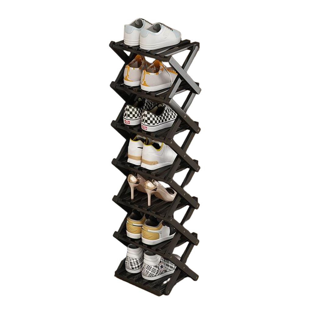 Bamboo Folding Shoe Rack Space Saving Wooden Shoes Organizer Entryway Corner Shelf Stable Construction Large Capacity Cabinet