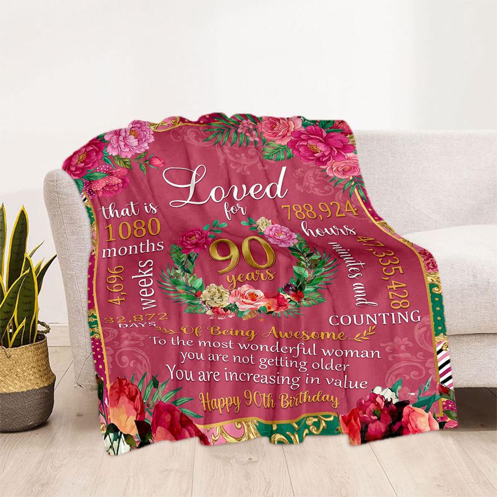 90. Geburtstag Flanelldecke - Weich und geeignet für Sofas, Betten, Büros, Reisen, alle Jahreszeiten, tolles Geschenk für Feiertage und Geburtstage.
