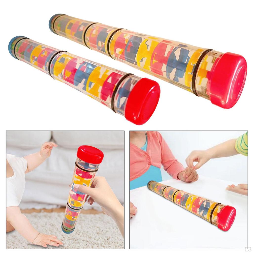 Baby Rainmaker Toy Rainstick Rattle Tube, Raindrop Sound Montessori Shaker Beaded