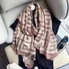 Splicing Ins Romantic Su Print Winter Color Matching Cotton And Linen Scarf Women'S Thin Shawl Beach Scarf