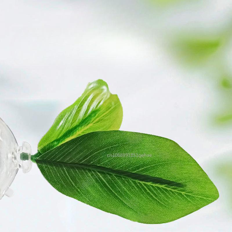 Grünes Blatt Hängematte für Betta Fische Stressreduzierende Aquariumsichere Dekoration mit Saugnapf für Aquarium Künstliche Pflanzen Dekoration