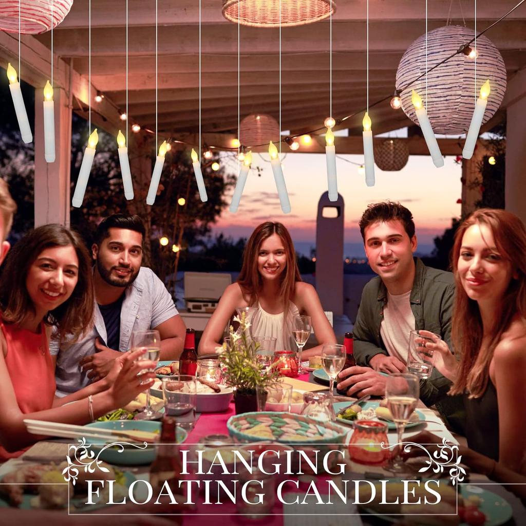 Macarrie 60 Pcs Flameless LED Taper Candle Battery Operated Flickering LED Candle with Warm Light for Church Valentines, Battery Not Included(White