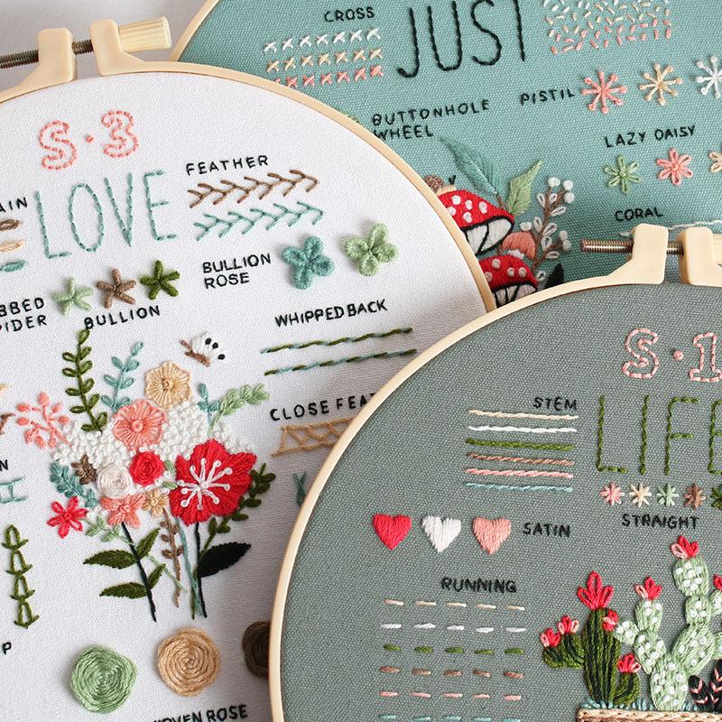 Embroidery Diy Handmade Material Pack Beginner Practice Stitch Kit Upgrade