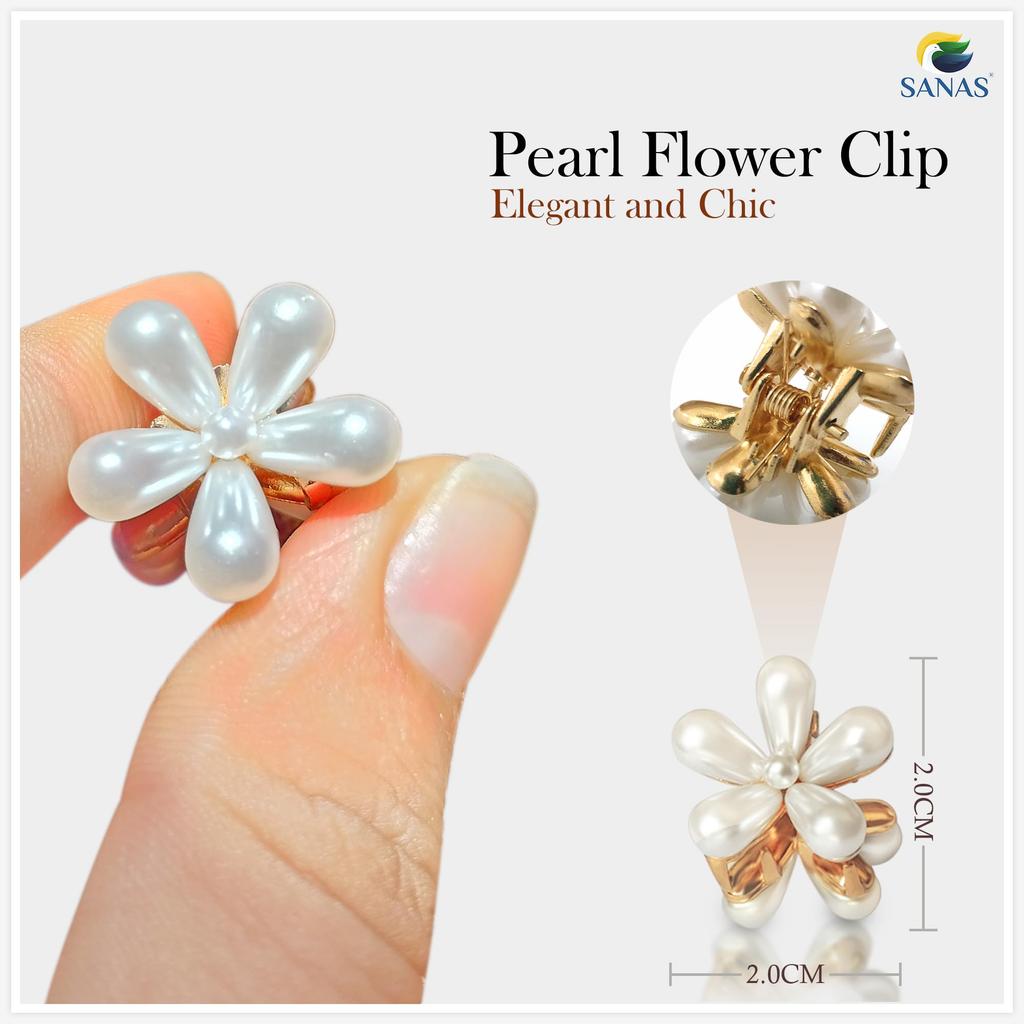 Sanas Small Hair Clips For Woman Stylish (12Pcs) Pearl Hair Accessories For Women Wedding Pearls Clutchers For Hair Claw Clips For Women Aesthetic