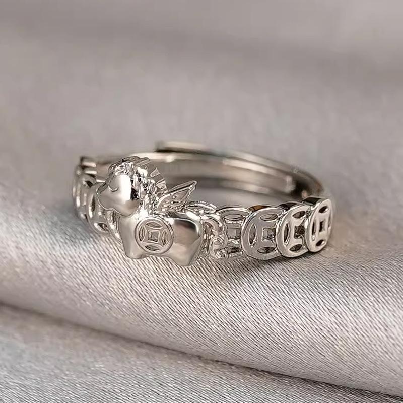 Year Of The Horse Ring Simple Coin Opening Adjustable Ring High-End Feel Zodiac Year Gift Accessories