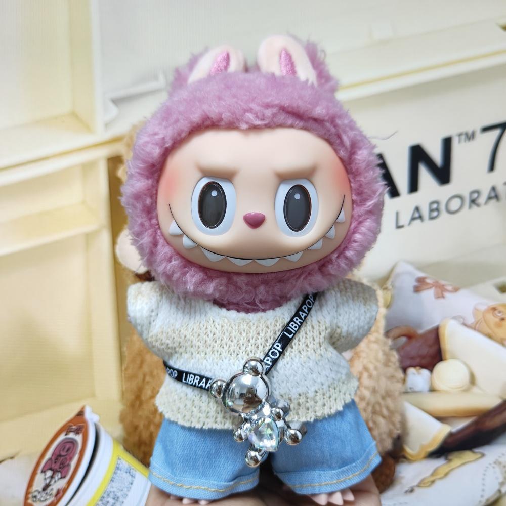 Doll Designer Clothes Suitable For V1/2/3 Labubu T-shirt Pants Little Bear Pendant 3PCS/Pack Cute Fashion Plush Doll Accessory