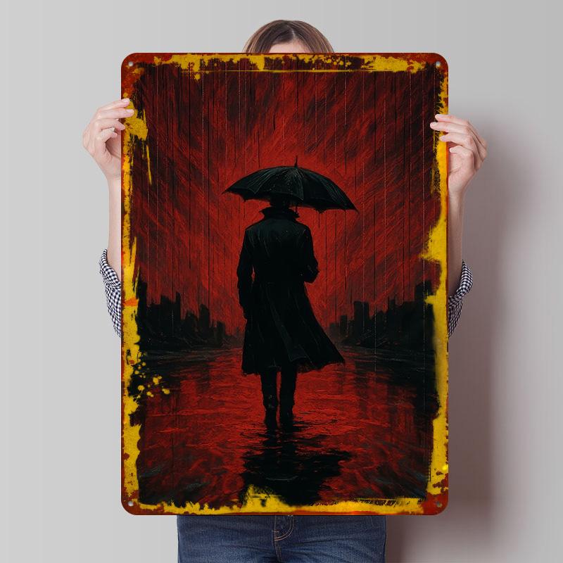 

Red Rain Mystery Man Poster Customized Wall Art Vintage Metal Signs Retro Tin Plaque for Man Cave Apartment Decoration Room Home 20x30cm（7.8x11.8inch）
