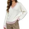 Fashion V-neck knitted sweater women's autumn and winter loose lazy wind pullover sweater Korean versatile top