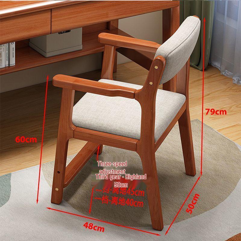 Solid Wood Armchair with Soft Padding and Backrest for Office or Elderly Use