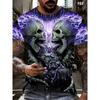 Men's Horror Skull Print T-Shirt 3D Print Vintage O-Neck Short Sleeve Fashion Oversized T-Shirts Men's Summer Street Clothing