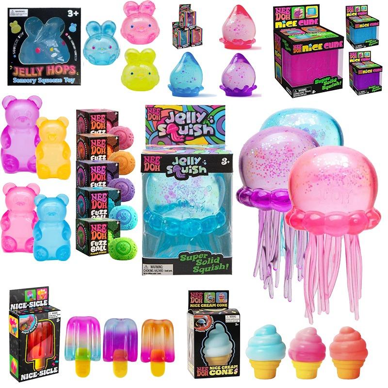 Needoh Sensory Jellyfish Gummy Bear Toy Soft Nice Cube Anti-Stress Stress Relief Pressure Souvenir Sensory Non-toxic Fidget Toy